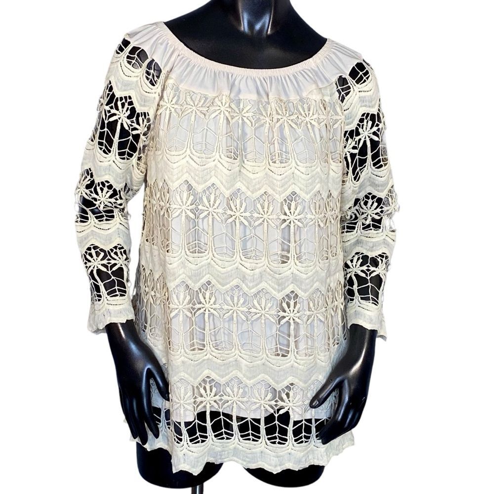 Anthony Lacey Tunic Top Cottagecore Romantic Renaissance SZ M Wide Neckline